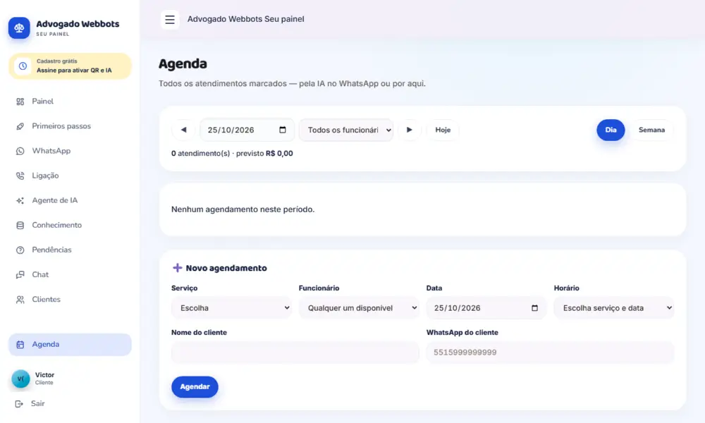 Tela do Advogado Webbots