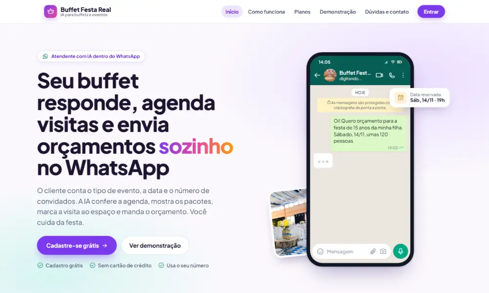 Tela do Buffet Festa Real
