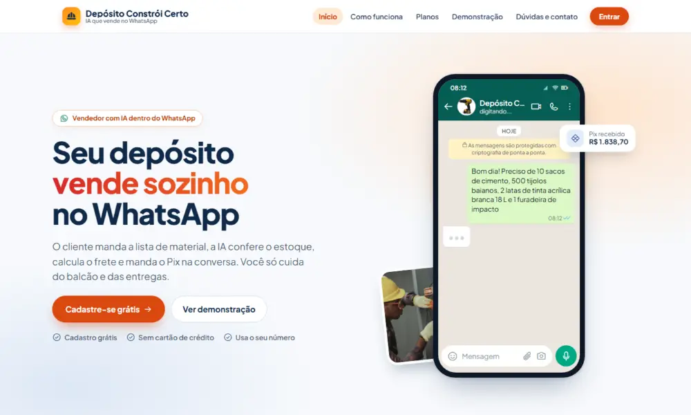 Tela do Depósito Constrói Certo