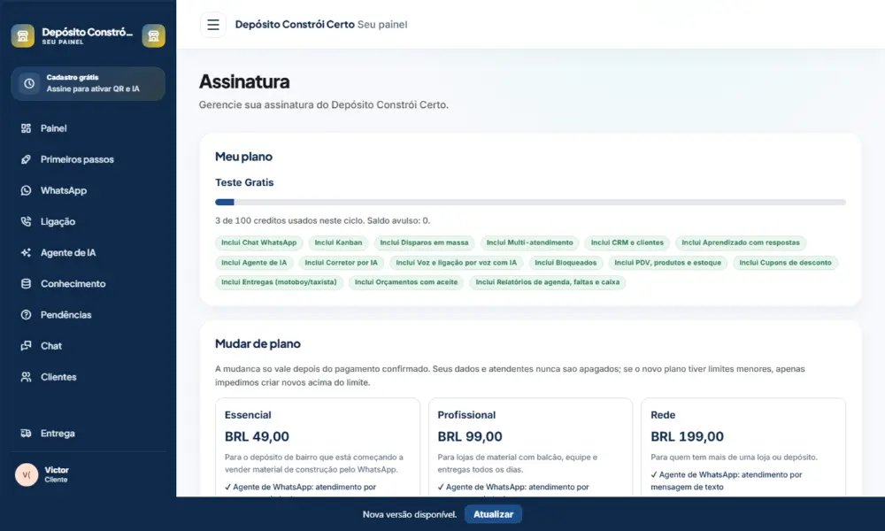 Tela do Depósito Constrói Certo