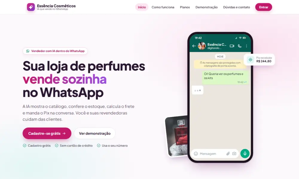 Tela do Essência Cosméticos