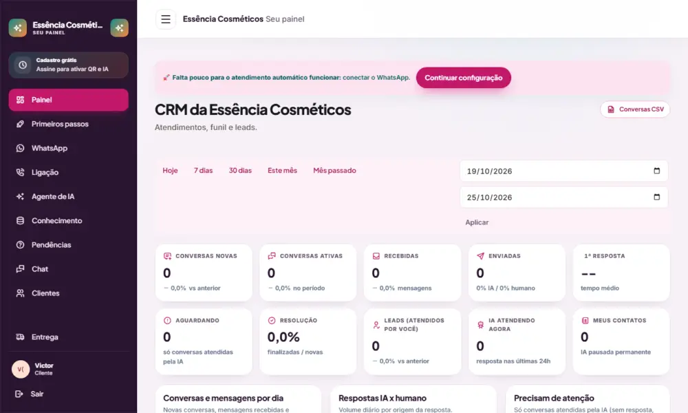 Tela do Essência Cosméticos