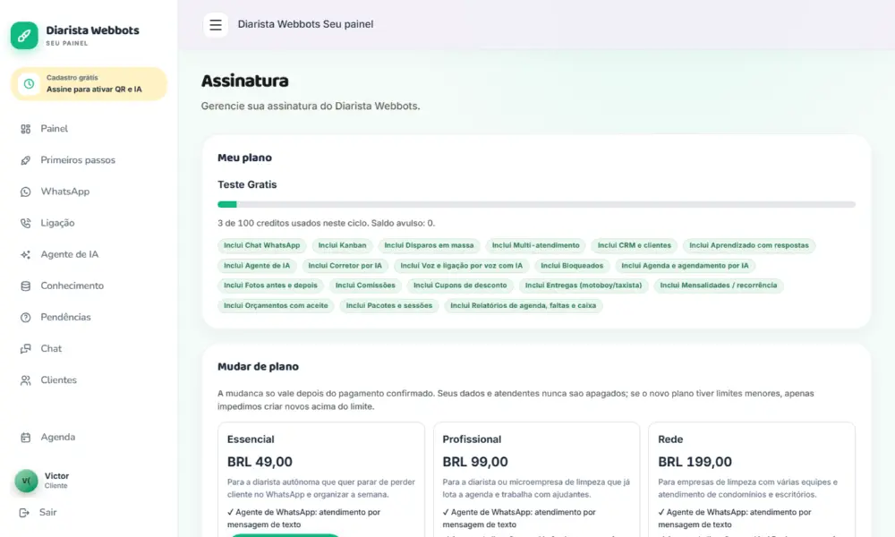 Tela do Diarista Webbots