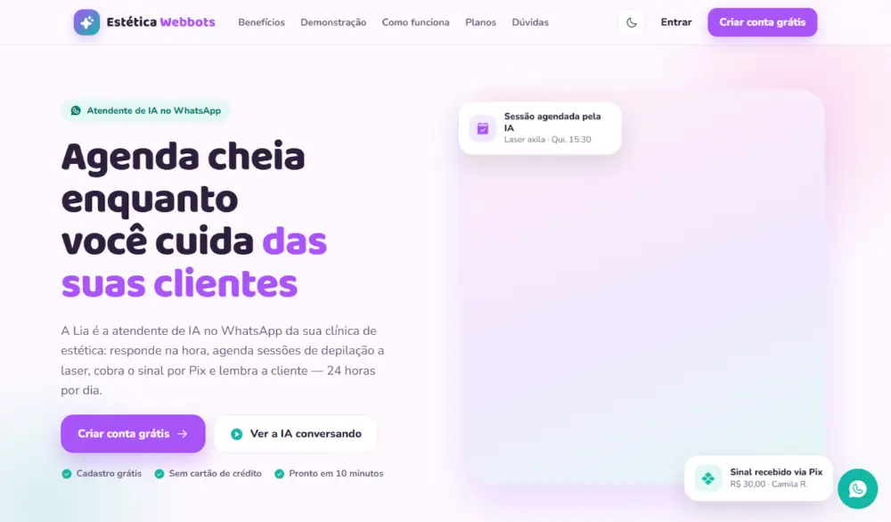 Tela do Estética Webbots