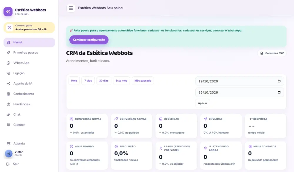 Tela do Estética Webbots