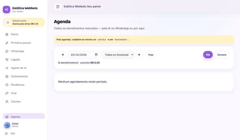 Tela do Estética Webbots