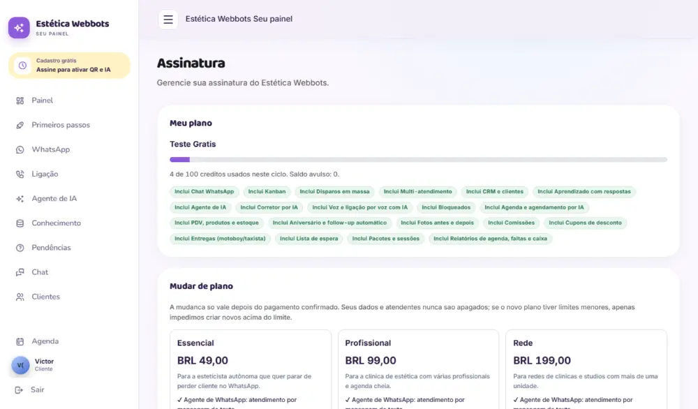 Tela do Estética Webbots