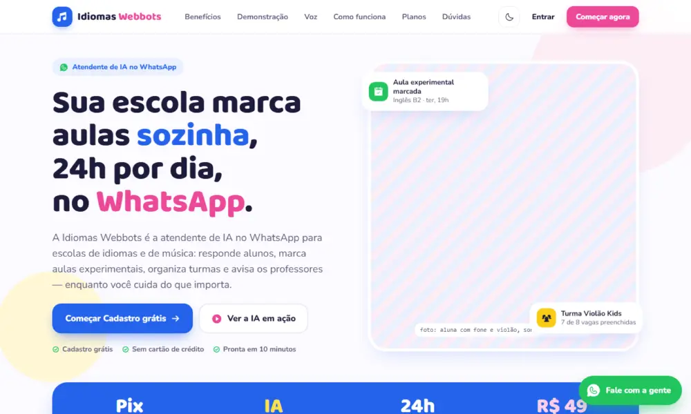 Tela do Idiomas Webbots