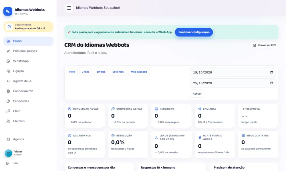 Tela do Idiomas Webbots