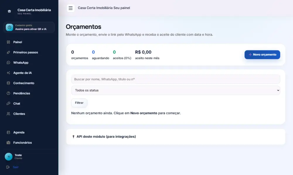 Tela do Casa Certa Imobiliária