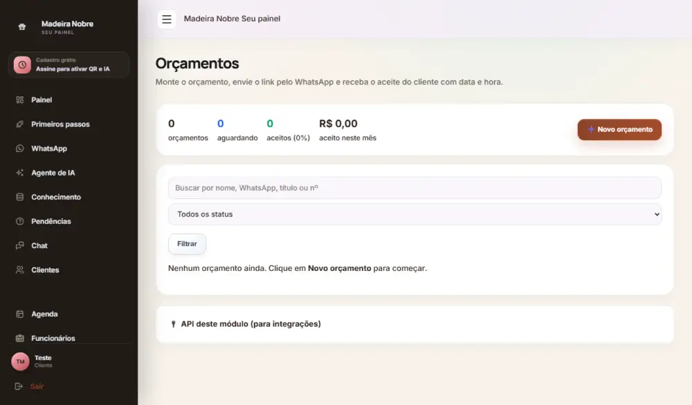 Tela do Marcenaria Webbots