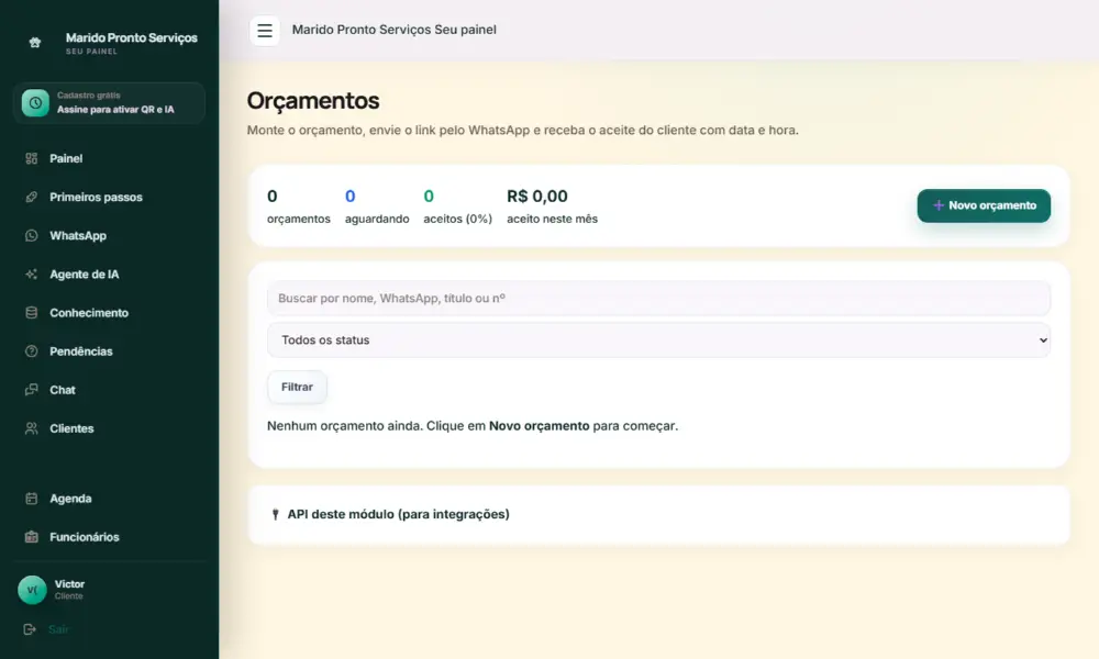 Tela do Marido Pronto Serviços