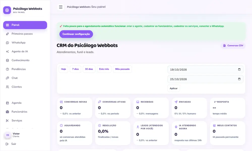 Tela do Psicólogo Webbots
