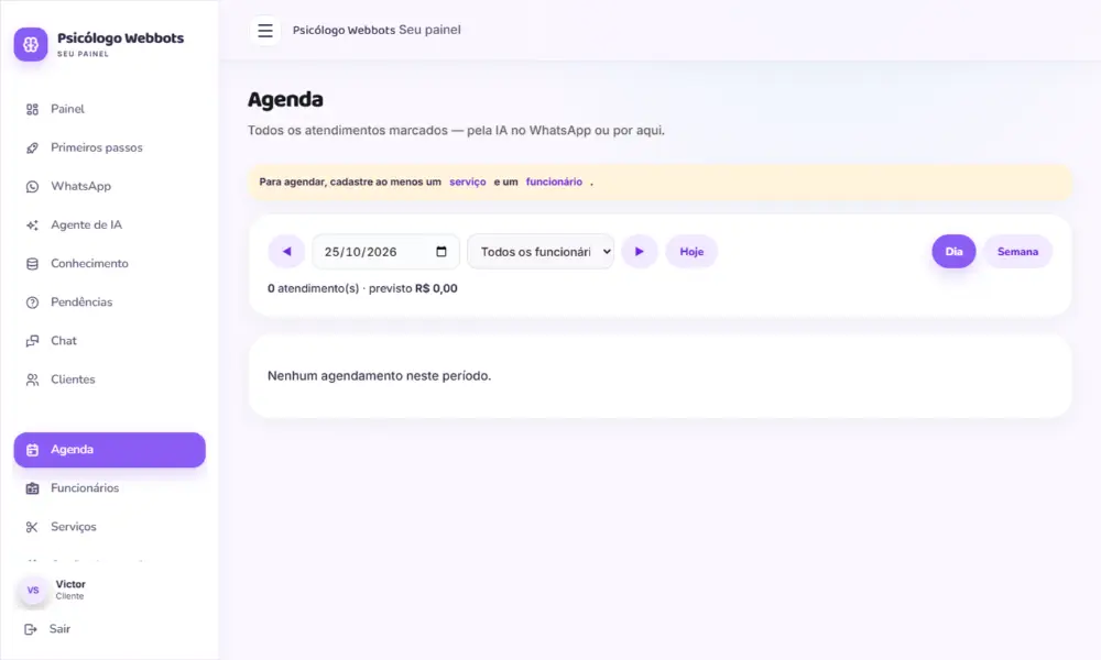 Tela do Psicólogo Webbots