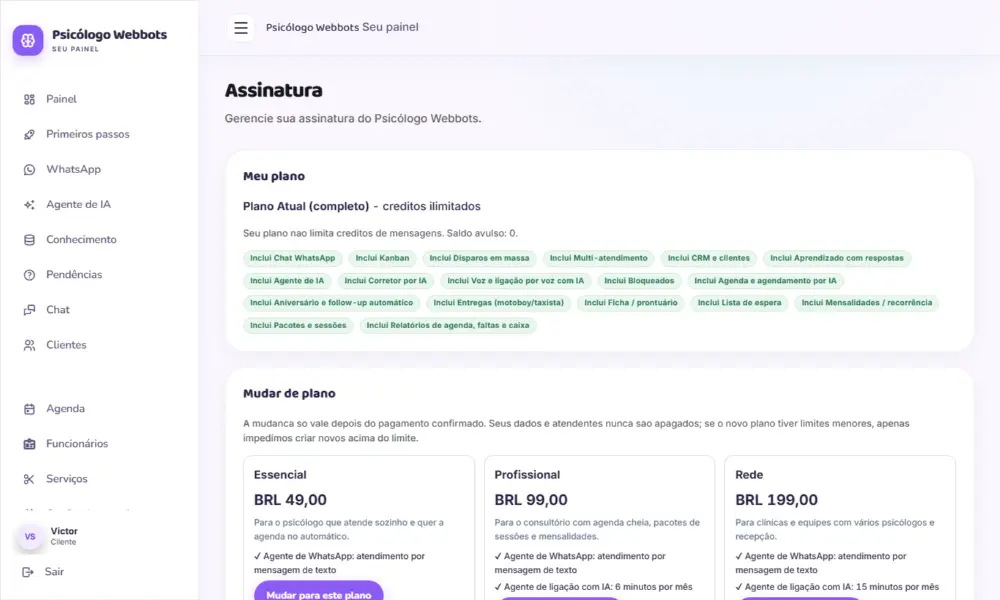 Tela do Psicólogo Webbots