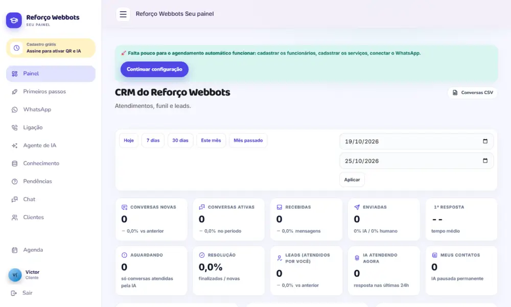 Tela do Reforço Webbots
