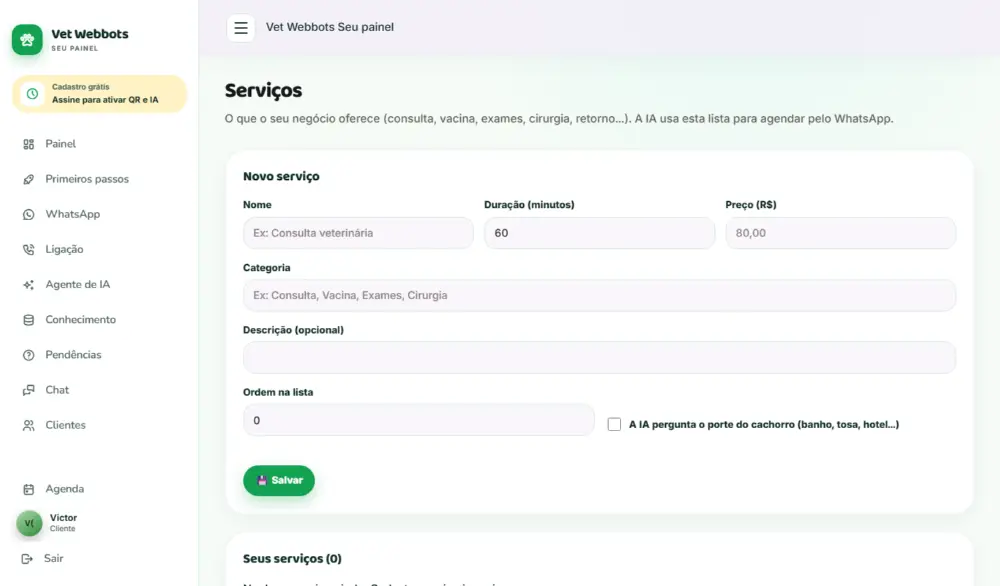Tela do Vet Webbots
